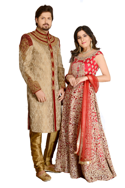 Sherwani (Custom Tailored) - (D.No.-1052) - FASHIONARM