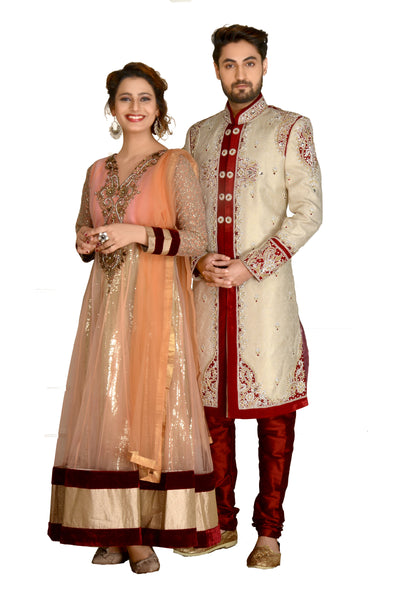 Sherwani (Custom Tailored) - (D.No.-1073) - FASHIONARM