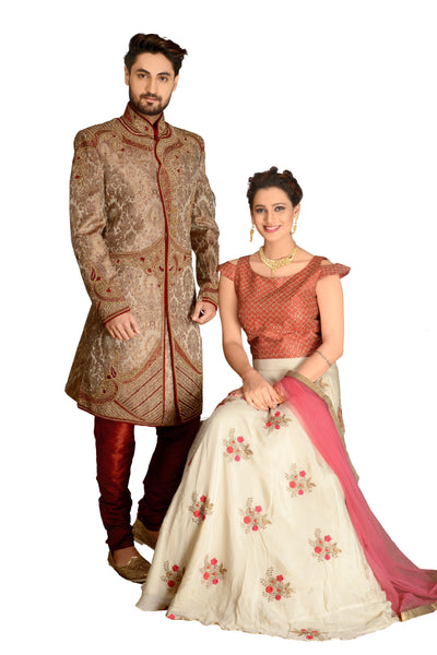 Sherwani (Custom Tailored) - (D.No.-1095) - FASHIONARM