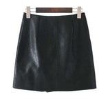Floral Embroidery Rivet PU Leather Mini Skirts - FASHIONARM