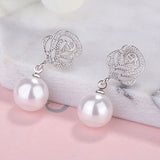 Classic Pearl Cubic Zirconia Earrings - FASHIONARM