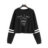 Letter Print Cropped Sweatshirts - FASHIONARM