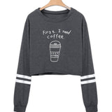 Letter Print Cropped Sweatshirts - FASHIONARM