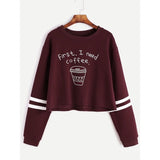 Letter Print Cropped Sweatshirts - FASHIONARM